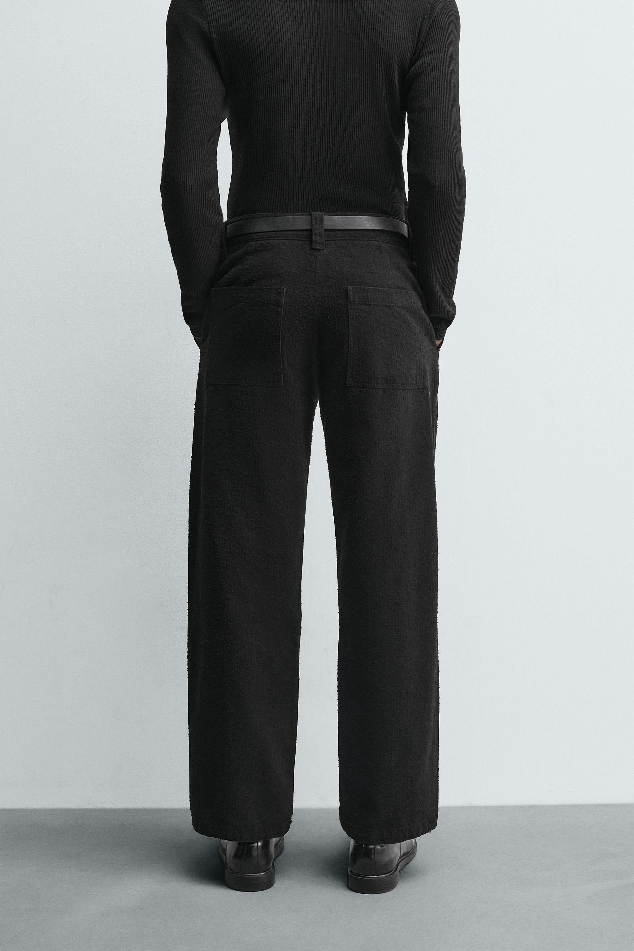 TEXTURED STRAIGHT FIT PANTS